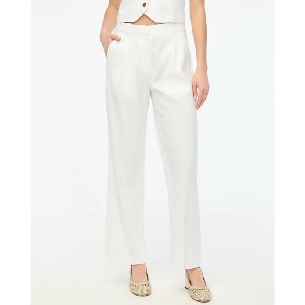 J. Crew Wide Leg White Linen Pants